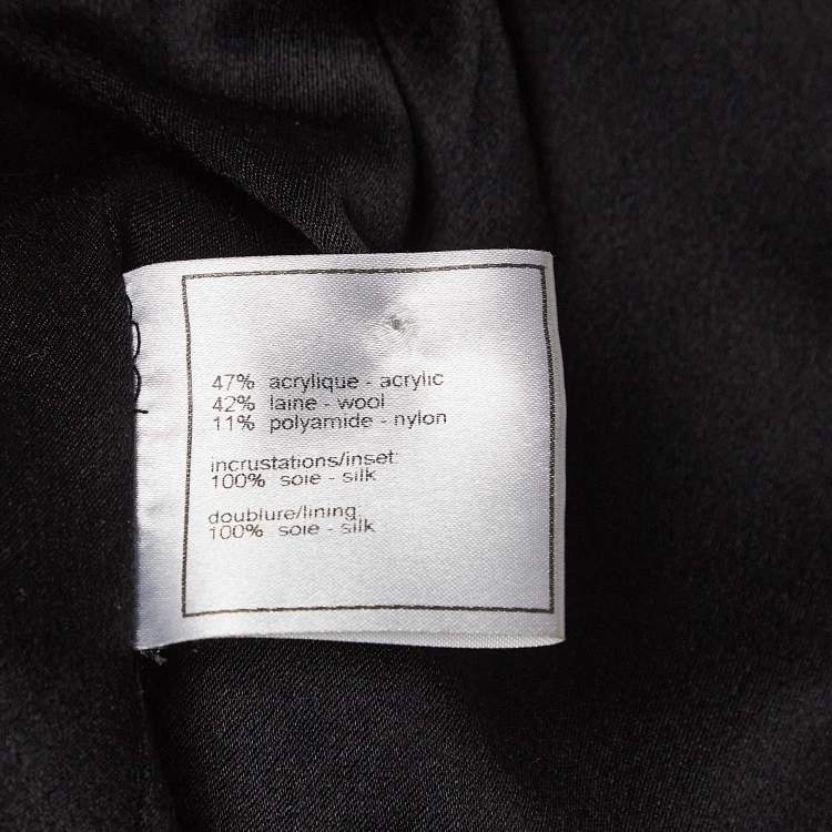 Pre Owned Chanel Vintage Multicolor Patterned Wool Blend Open Front Fringed Coat L