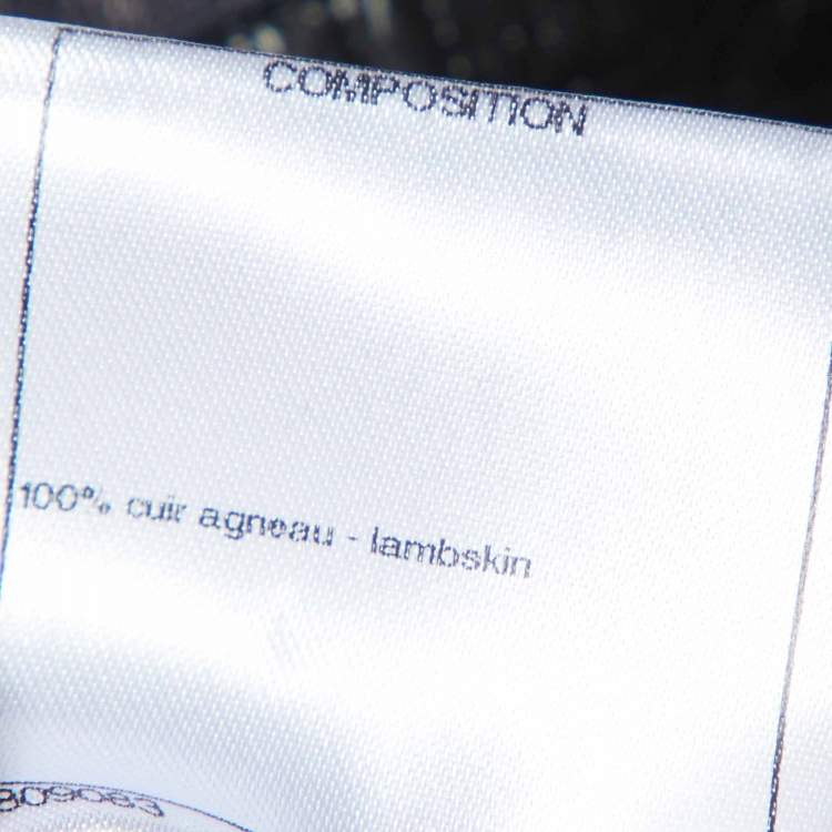 Pre Owned Chanel Navy Blue Leather Zip-Up Button Detail Jacket M