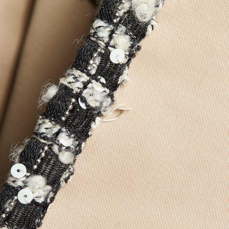 مملوكة مسبقًا Chanel Beige Cotton Tweed Trim Trench Coat M