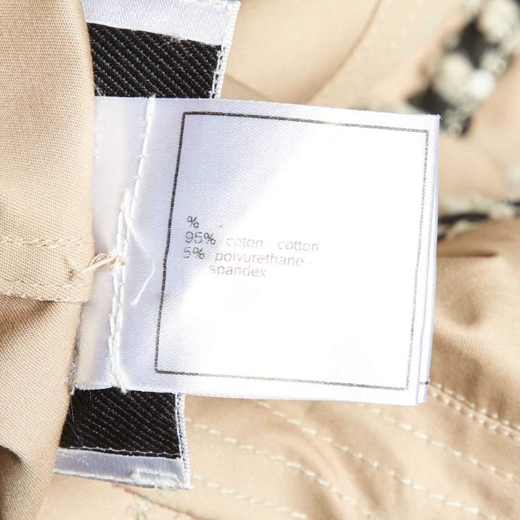 مملوكة مسبقًا Chanel Beige Cotton Tweed Trim Trench Coat M