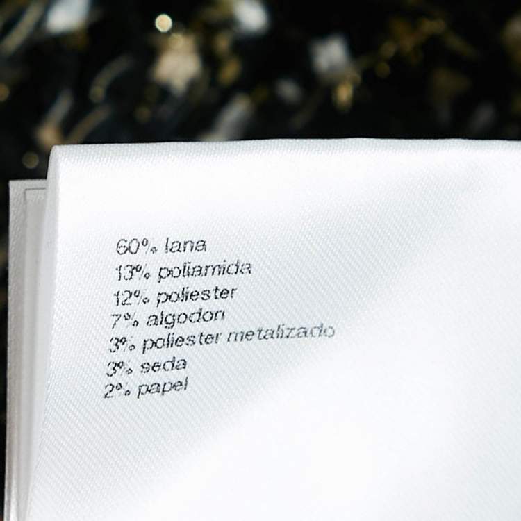 Pre Owned Chanel Black Lurex Knit Tweed Button Front Long Cardigan L