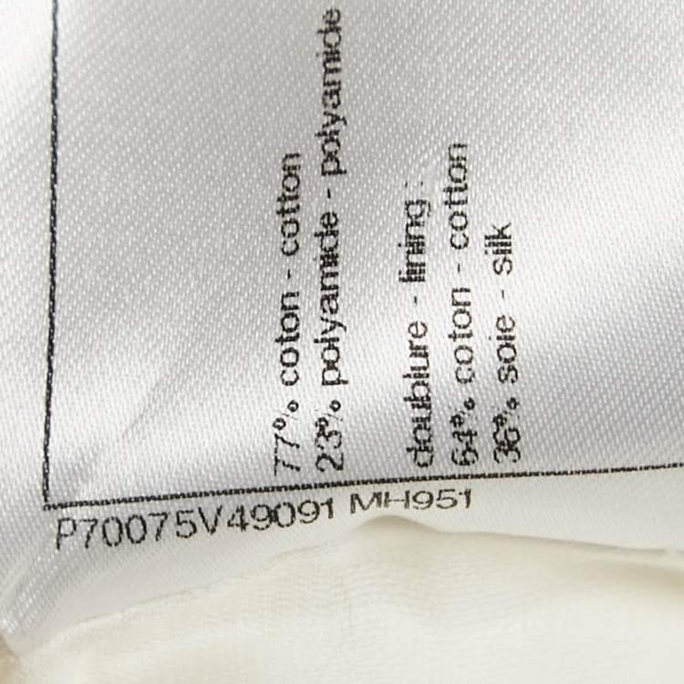 Pre Owned Chanel Ivory White Tweed Pocketed Button Front Jacket M