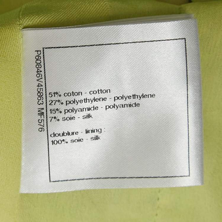 Pre Owned Chanel Lime Green Lesage Tweed Jacket M