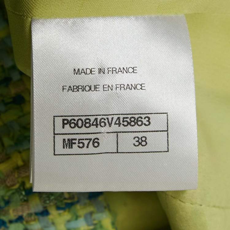 Pre Owned Chanel Lime Green Lesage Tweed Jacket M