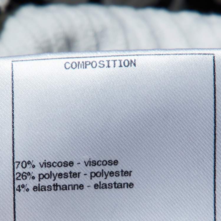 Pre Owned Chanel White Graffiti Logo Print Rib Knit Crew Neck Top M