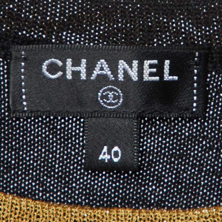 Pre Owned Chanel Black CC Scarab Lurex Wool Knit Crew Neck Jumper M