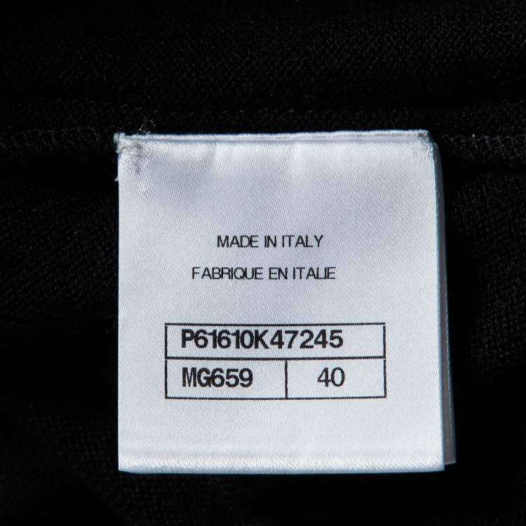 Pre Owned Chanel Black CC Scarab Lurex Wool Knit Crew Neck Jumper M