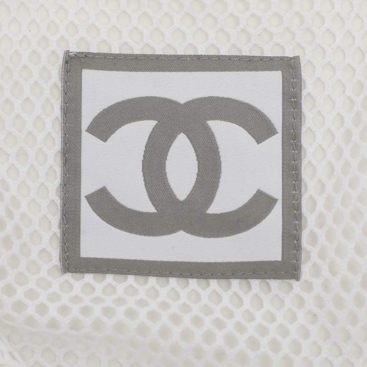 Pre Owned Chanel White Mesh Neck Tie Button Front Shirt S