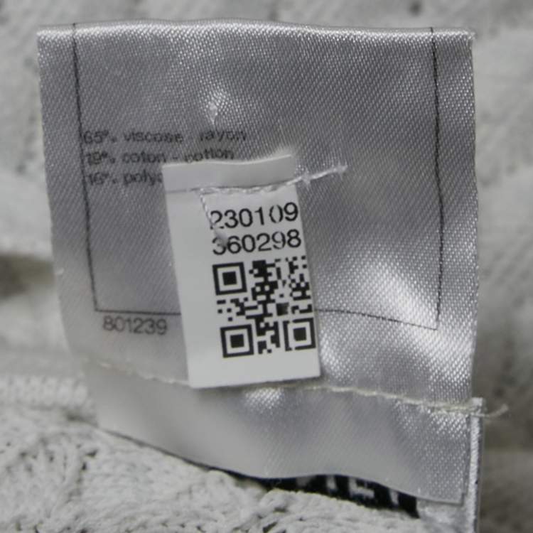 Pre Owned Chanel White Crochet Patterned Knit Mini Dress M