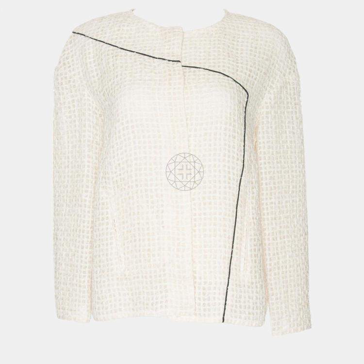 مملوكة مسبقًا Chanel Cream Monochrome Mesh Jacket L