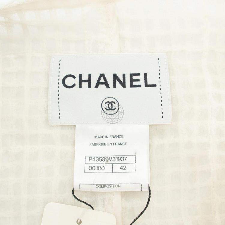 مملوكة مسبقًا Chanel Cream Monochrome Mesh Jacket L