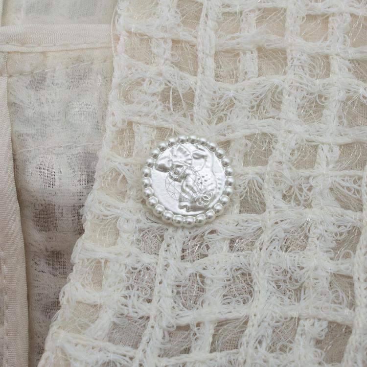 مملوكة مسبقًا Chanel Cream Monochrome Mesh Jacket L