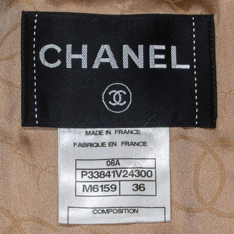 Pre Owned  Chanel Brown Woven Wool Round Neck Jacket S