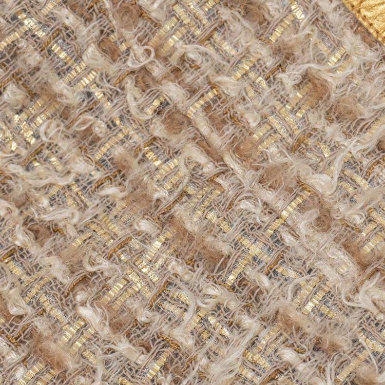 Pre Owned Chanel Gold Metallic Tweed Skirt S