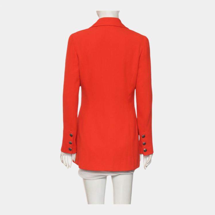 Pre Owned Chanel Red Vintage Double-Breasted Jacket M