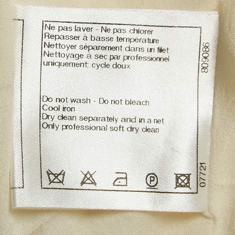 Pre Owned Chanel Ivory White Tweed Cape Fringe Detail Jacket M