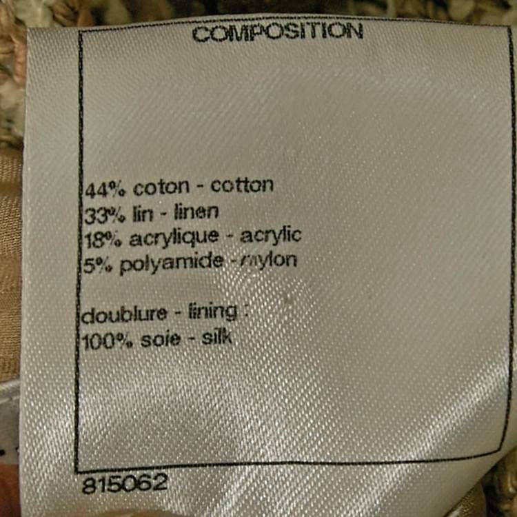 Pre Owned Chanel Beige Tweed Belted Button Detail Jacket S