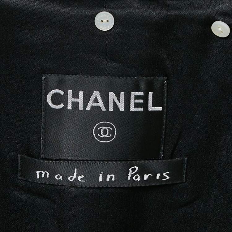 Pre Owned Chanel Black Velvet Single Breasted Blazer M