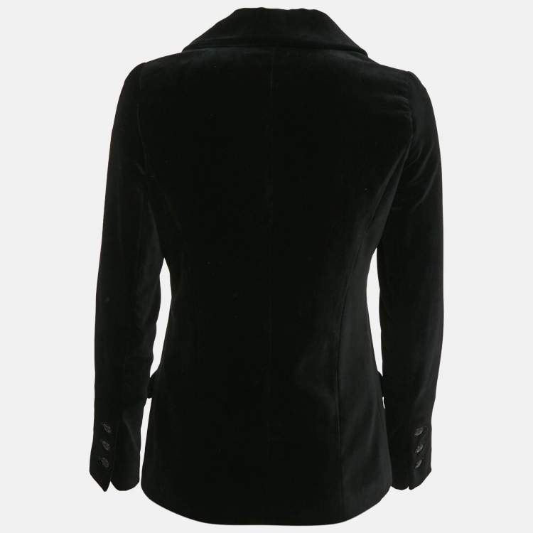 Pre Owned Chanel Black Velvet Single Breasted Blazer M