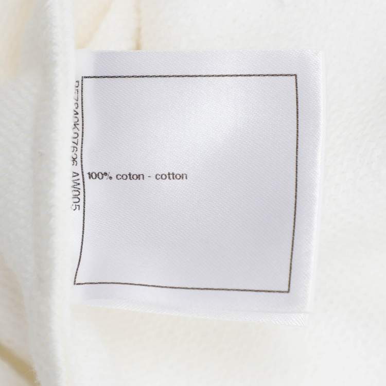 Pre Owned Chanel Cream Cotton CC Logo T-Shirt L