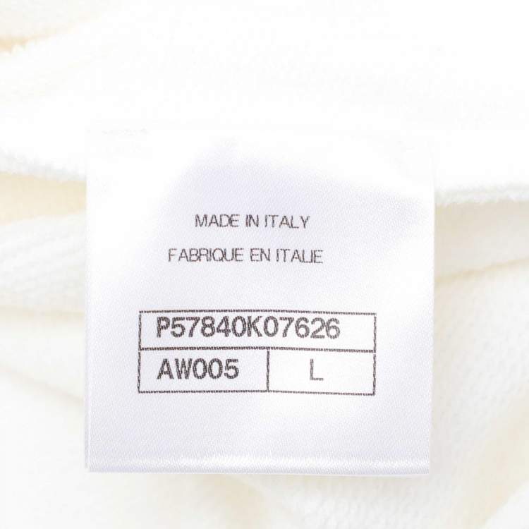 Pre Owned Chanel Cream Cotton CC Logo T-Shirt L