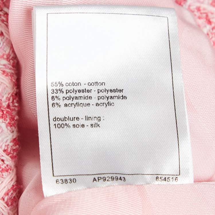 Pre Owned Chanel Pink Tweed Cotton Blend Crop Jacket S
