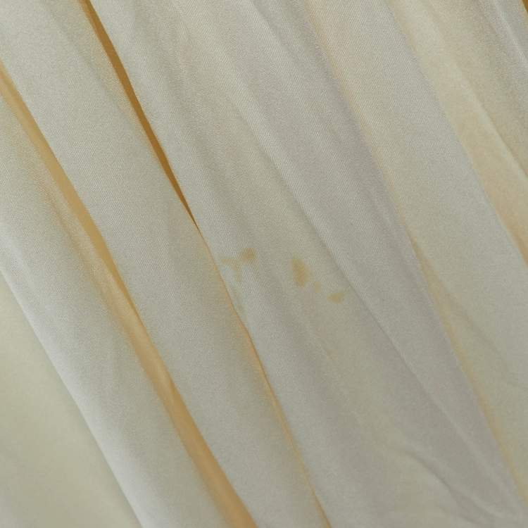 Pre Owned Chanel Cream/Ivory Jersey Pleated Palazzo Pants L