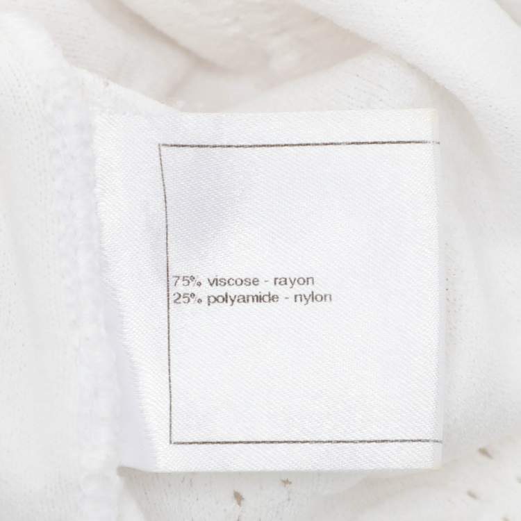 Pre Owned Chanel Cream Viscose Blend Cropped Cardigan S