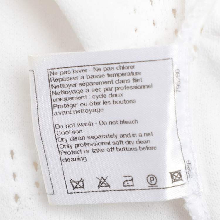 Pre Owned Chanel Cream Viscose Blend Cropped Cardigan S