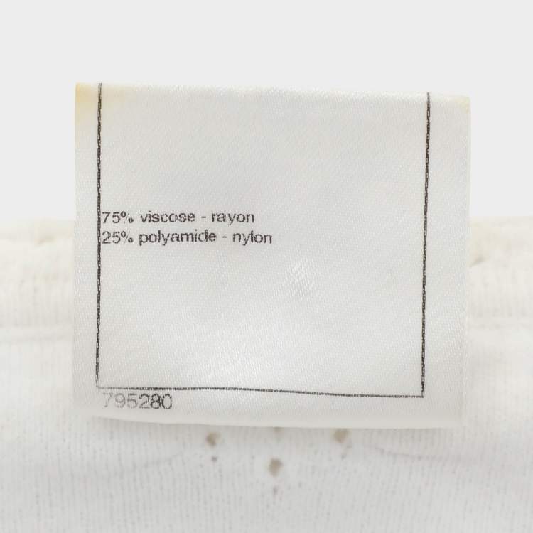 Pre Owned Chanel Cream Viscose Blend Cropped Cardigan S