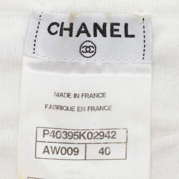 Pre Owned Chanel Cream Viscose Blend Cropped Cardigan S