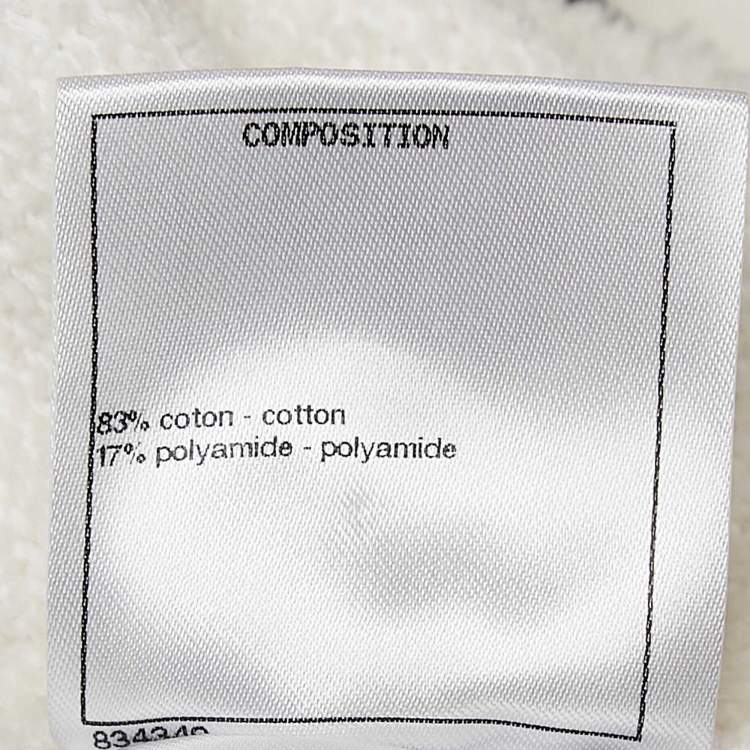 Pre Owned Chanel White Terry Cotton Contrast Trim Cardigan M