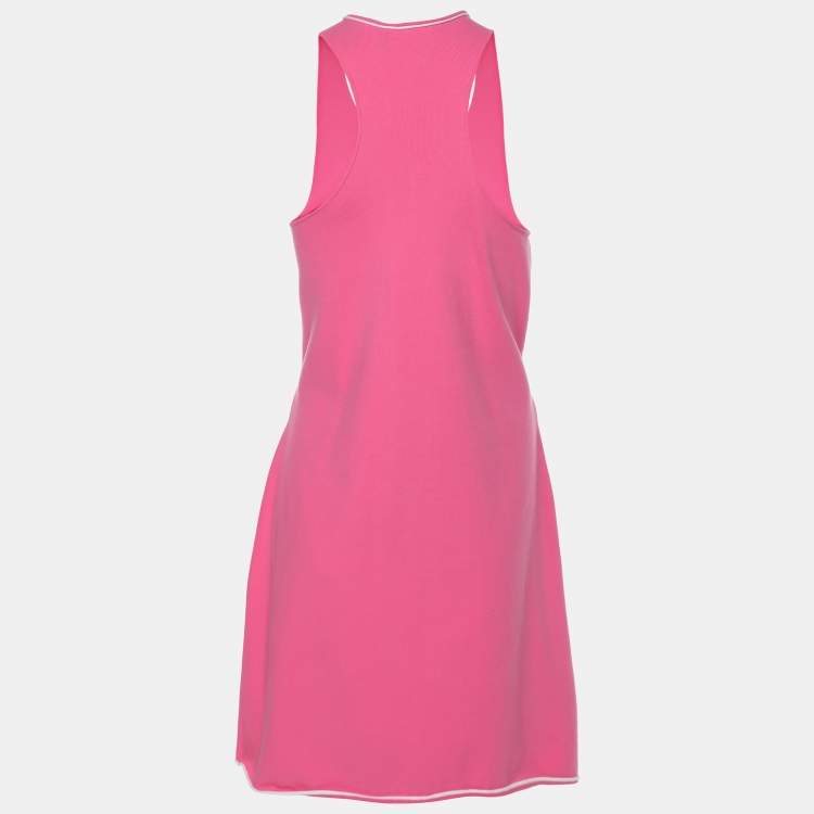 Pre Owned Chanel Pink Stretch Knit Racer Back Midi Dress M