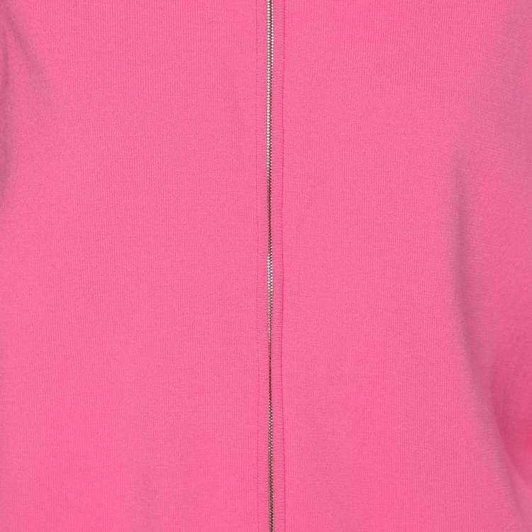 Pre Owned Chanel Pink Stretch Knit Fabric Cardigan M