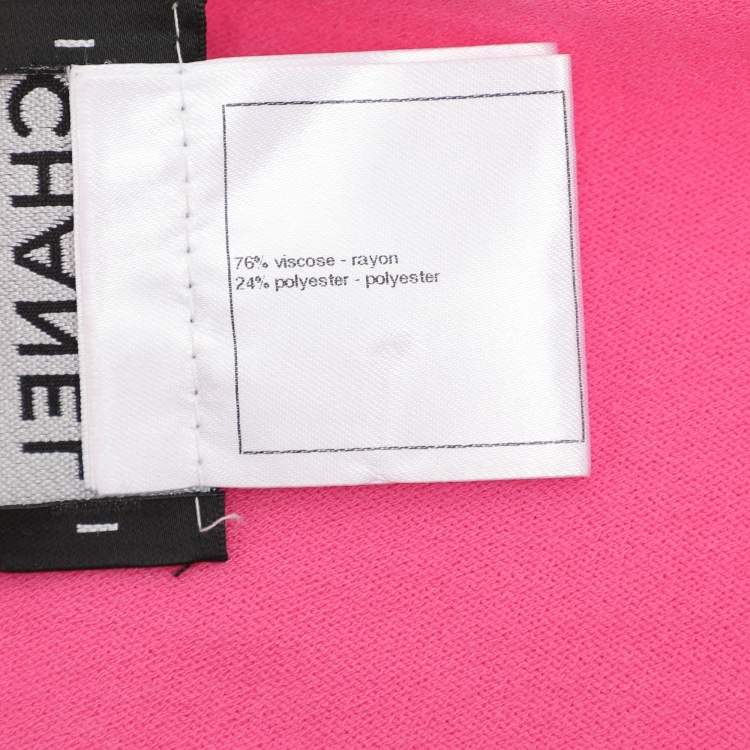 Pre Owned Chanel Pink Stretch Knit Fabric Cardigan M