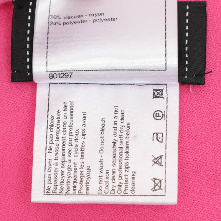 Pre Owned Chanel Pink Stretch Knit Fabric Cardigan M