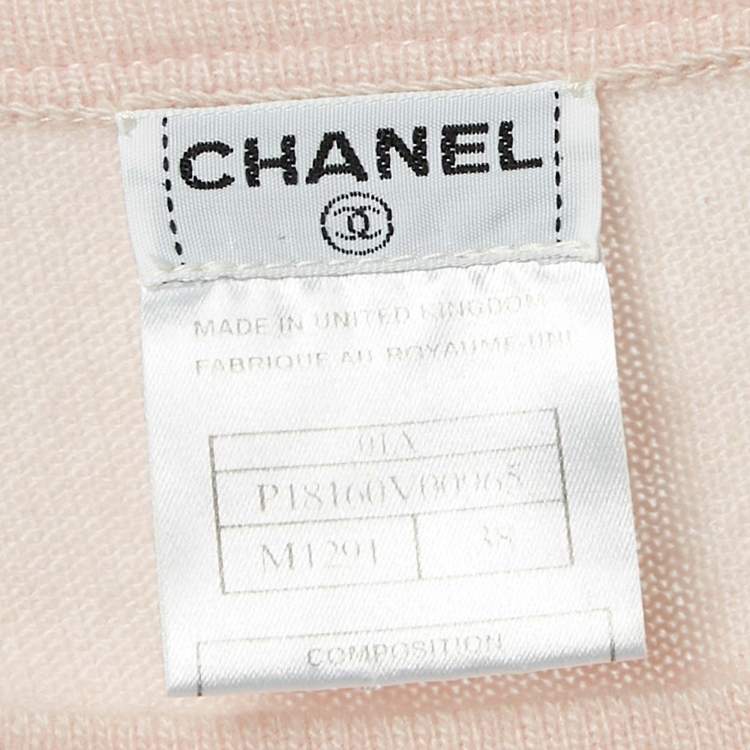 Pre Owned Chanel Pink Cashmere Logo Applique Sleeveless Sweater M