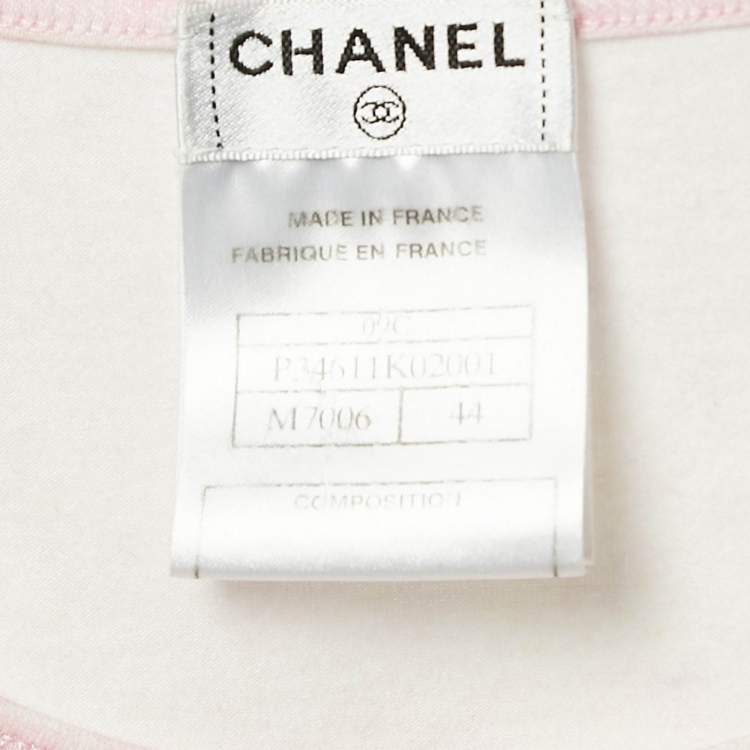 Pre Owned Chanel Pink CC Logo Print Jersey Tie-Dye T-Shirt L