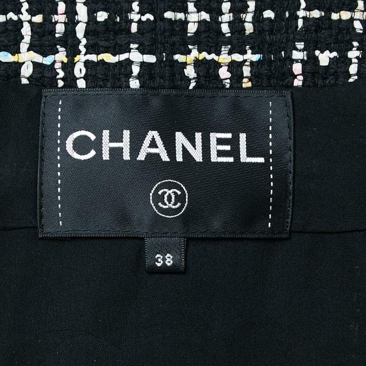 Pre Owned Chanel Black Tweed Short Sleeve Jacket M