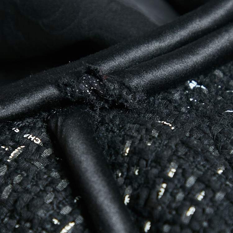 Pre Owned Chanel Black Tweed Corded Detail Jacket XL