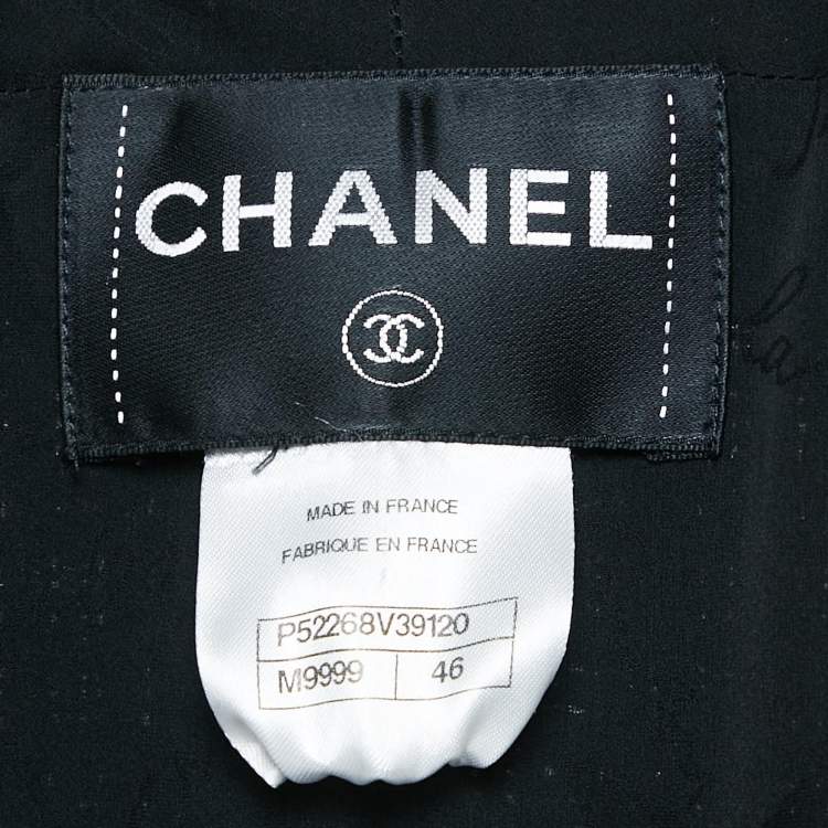 Pre Owned Chanel Black Tweed Corded Detail Jacket XL