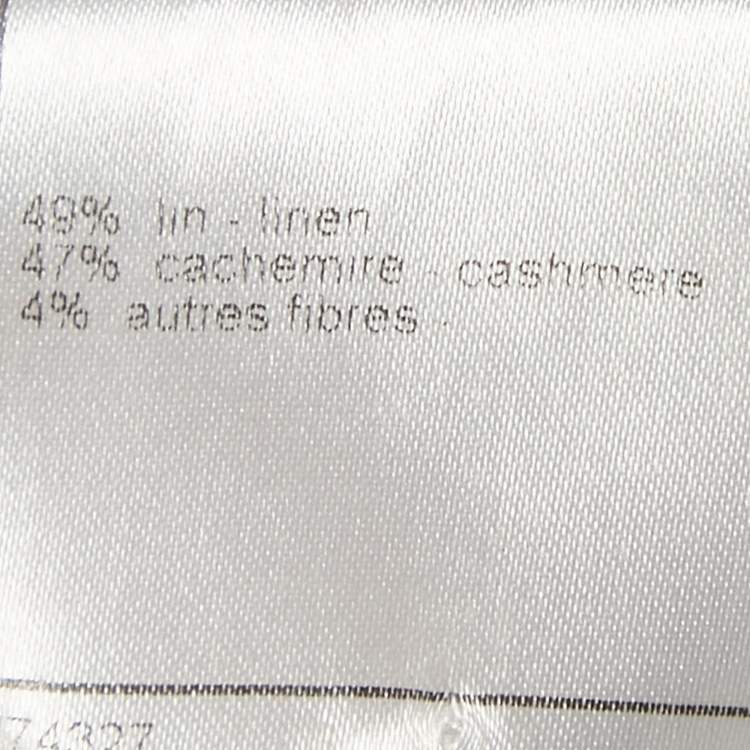 Pre Owned Chanel Beige Striped Knit Beads Embellished Mini Dress M