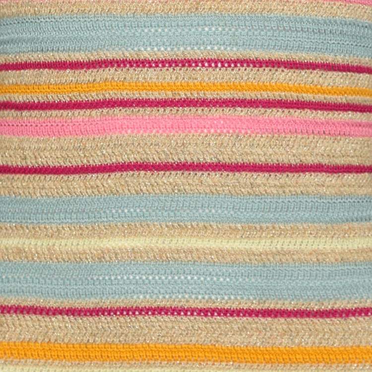 Pre Owned Chanel Multicolor Lurex Striped Knit Long Sleeve Dress M
