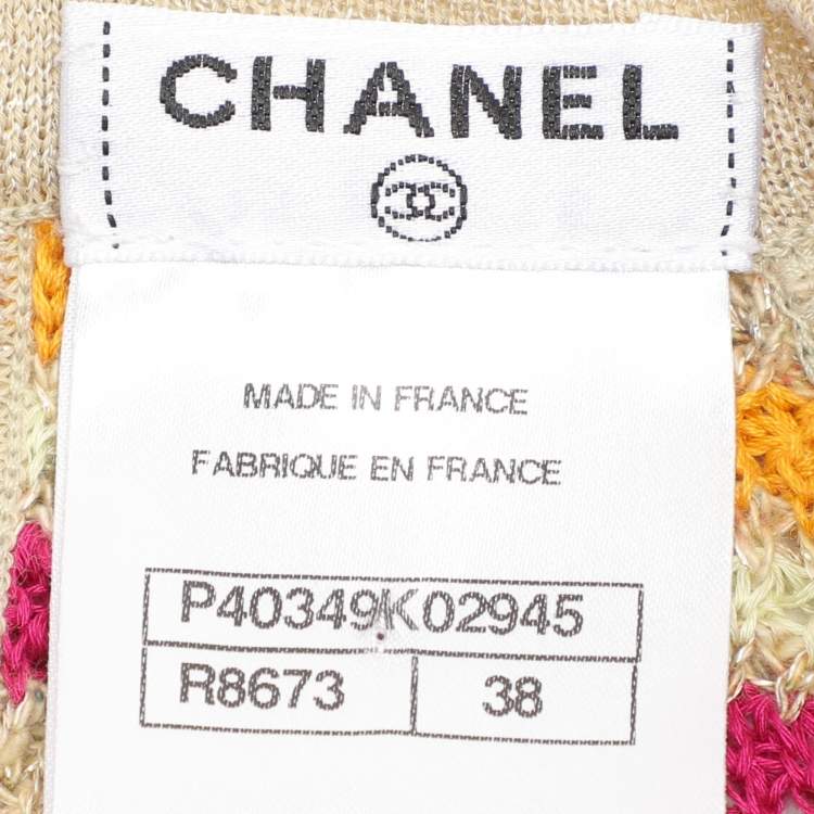 Pre Owned Chanel Multicolor Lurex Striped Knit Long Sleeve Dress M