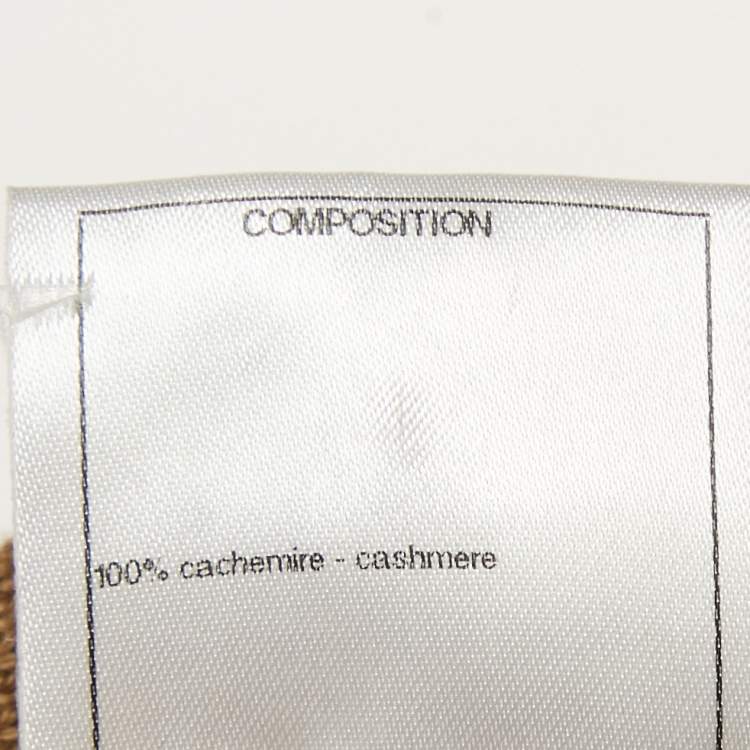 Pre Owned Chanel Beige/Ivory Stripe Cashmere Knit Button Front Mini Sweater Dress M
