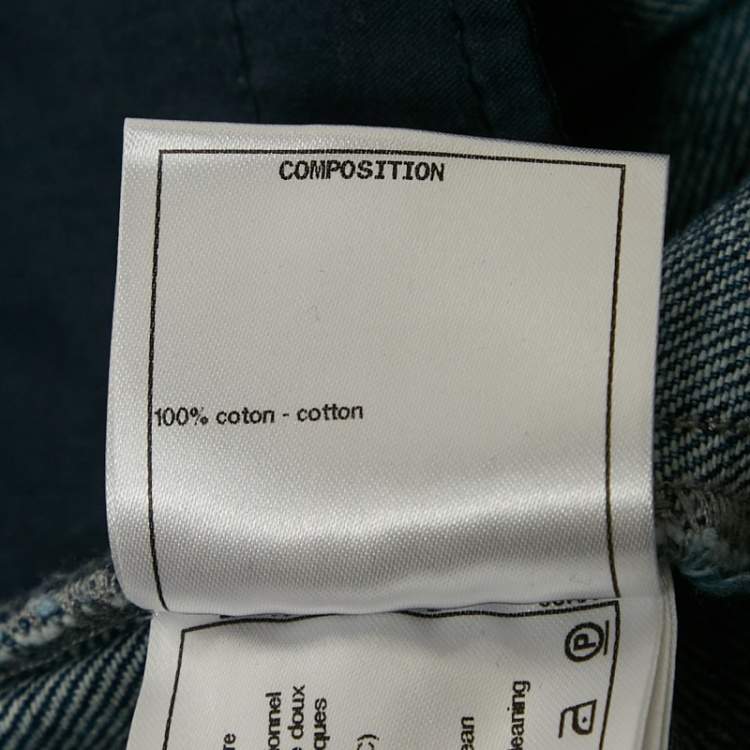 Pre Owned Chanel Blue Spray Painted Denim Jeans S Waist 26"