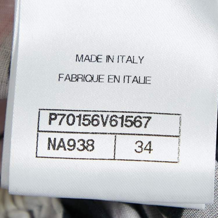 Pre Owned Chanel White/Pink Floral Print Cotton Gathered Neck Top S