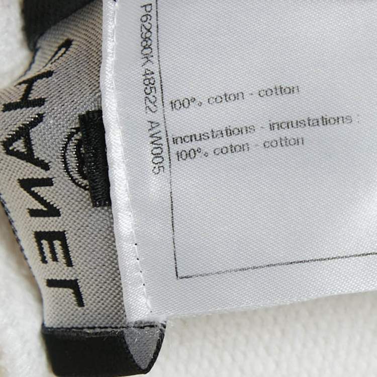 Pre Owned Chanel White Cotton Knit Logo Applique Detail Sweatpants M