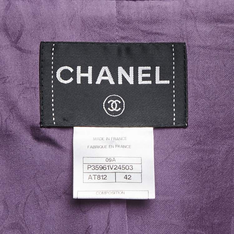 Pre Owned Chanel Purple Wool Double Breasted Coat L