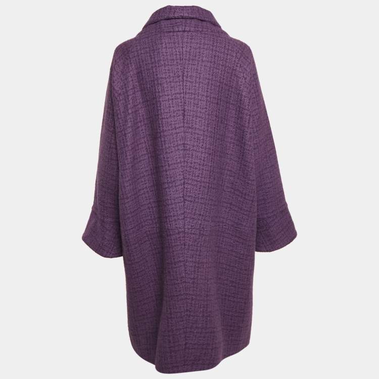 Pre Owned Chanel Purple Wool Double Breasted Coat L